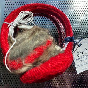 Brand New with tag American Eagle red knitted earmuff with built in headphones